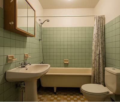 Gammalt eller slitet badrum