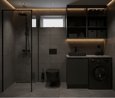 Badrum kombinerat med tvättstuga