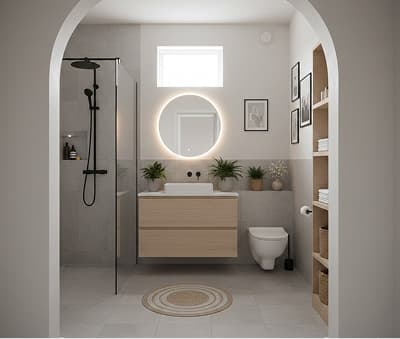 Nyrenoverat badrum i svensk villa