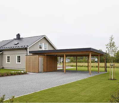 Carport med förråd eller dubbelplats