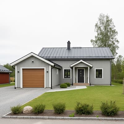 Garage i anslutning till huset