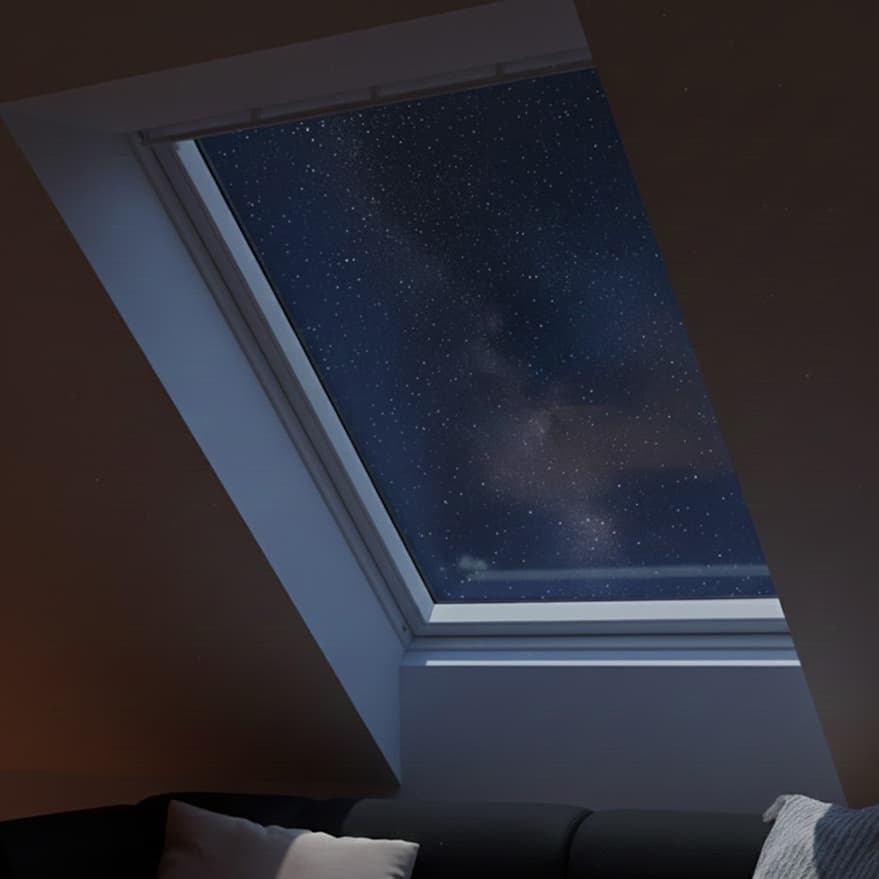 Takfönster i vardagsrum