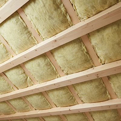 Isolerskivor av mineralull i snedtak